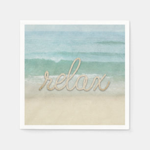 Nautical Rope Relax Text on Ocean Napkin