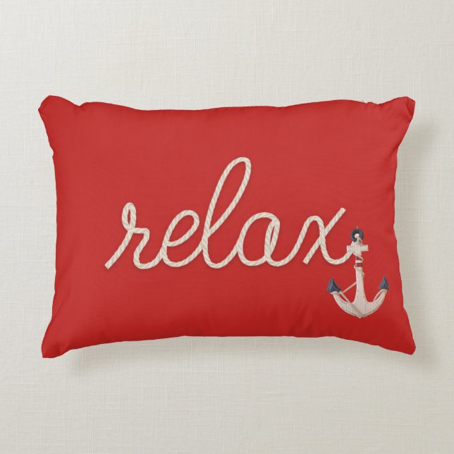 nautical rope relax text with anchor decorative cushion (Front)