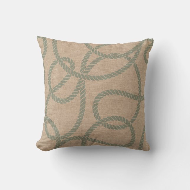 Nautical Rope Seafoam Green and Natural Cushion (Front)