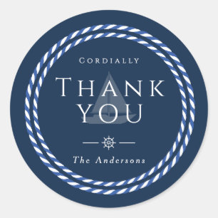 Nautical Rope Thank You Navy Sticker