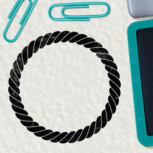 Nautical Rope Thick Twist Cartoon Circle Frame Rubber Stamp (In Situ)