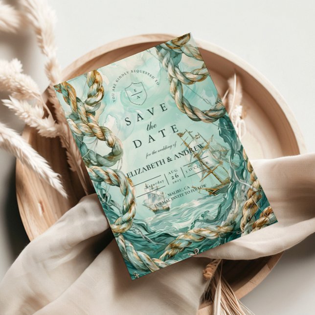 Nautical Rope Voyage Wedding Save The Date (Creator Uploaded)