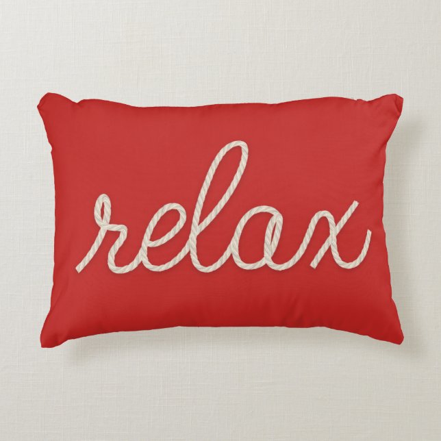 nautical rope word "relax on red decorative cushion (Front)