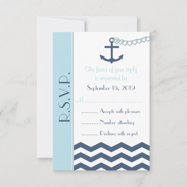 Nautical RSVP Wedding Invitation Card (Front)