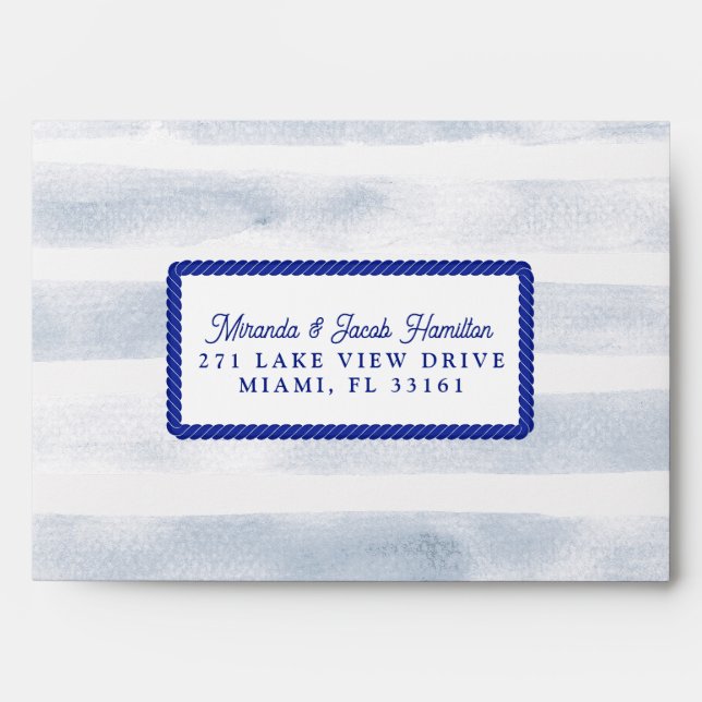 Nautical RSVP White Blue Hydrangea Watercolor Envelope (Front)
