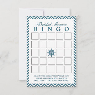 Nautical Rudder Zigzag Bridal Shower Bingo Cards