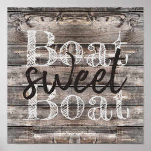 nautical rustic barnwood BOAT SWEET BOAT   Poster