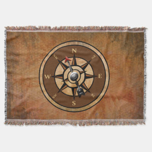 Nautical Rustic Compass Throw Blanket