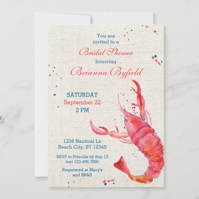 Nautical Rustic Lobster Bridal Shower Invitation (Front)