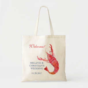Nautical Rustic Lobster Wedding Canvas Tote