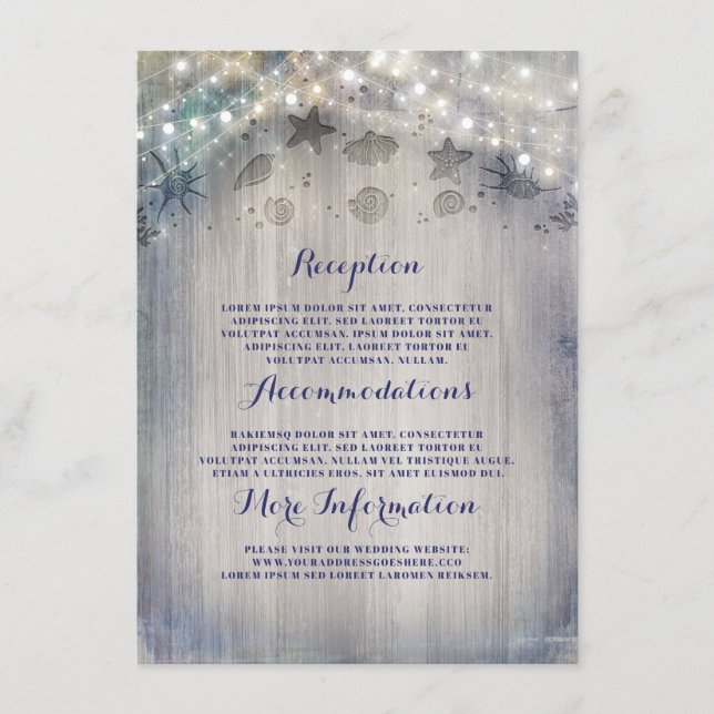Nautical Rustic Wedding Information Guest Enclosure Card (Front)
