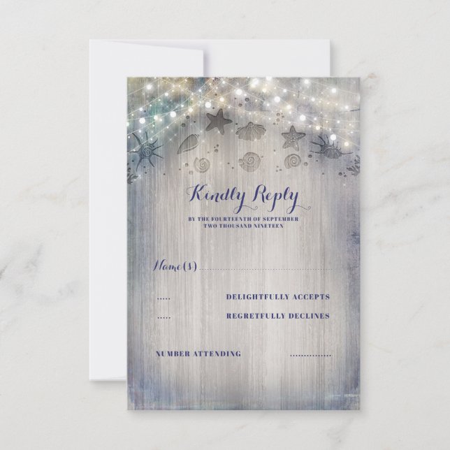 Nautical Rustic Wedding RSVP Card (Front)