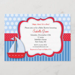 Nautical Saiboat Baby Shower Invitations