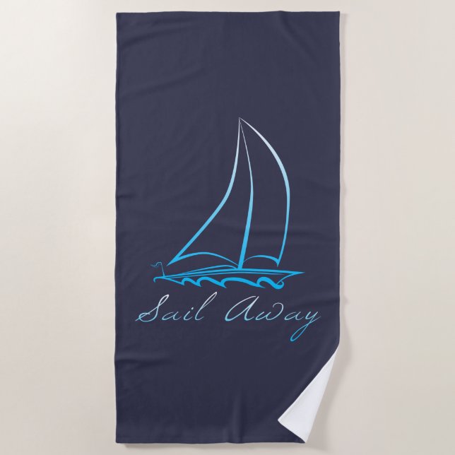 Nautical Sail Away Beach Towel (Front)