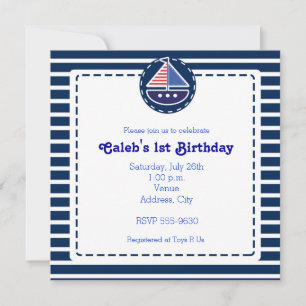 Nautical Sail Boat Baby Shower Birthday Invitation