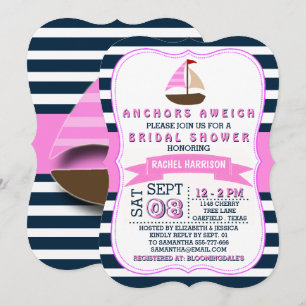 Nautical Sail Boat Beach Bridal Shower Invitations