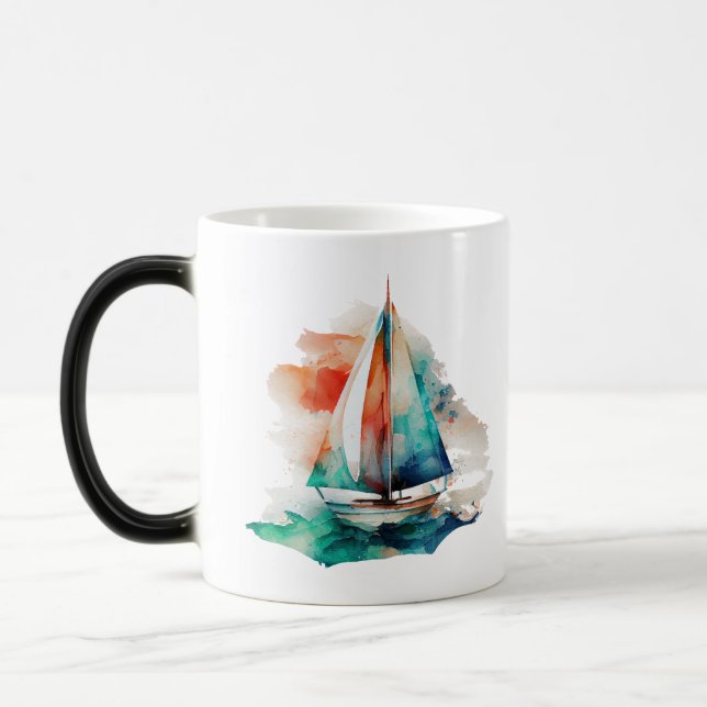 Nautical Sail Boat Coffee Mug (Left)