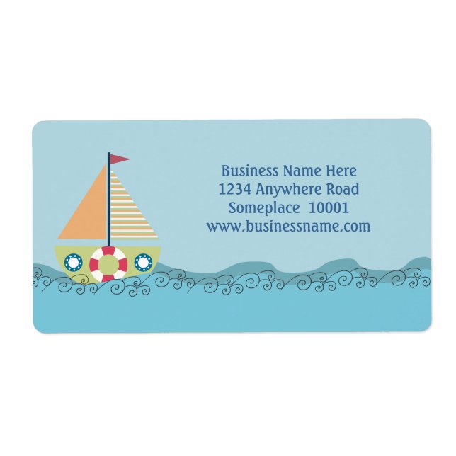 Nautical Sail Boat Ocean Theme Name Address Label (Front)