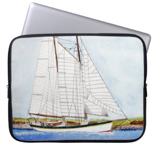 Nautical Sail Boat Sea Monogram 15" Laptop Case