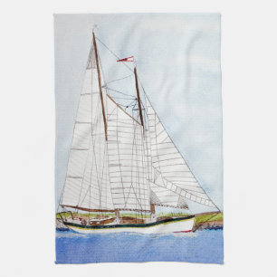 Nautical Sail Boat Sea Ocean Kitchen Dish Towel