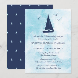 Nautical Sail Boat Wedding Invitation