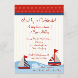 Nautical Sail By to Celebrate Boy Baby Shower Invitation