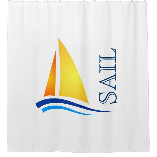 Nautical Sail Colourful Modern Shower Curtain (Front)