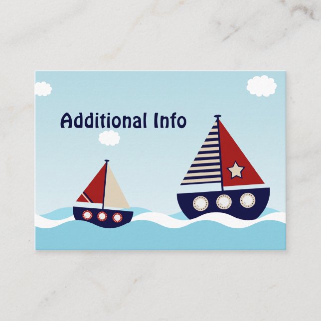 Nautical Sailboat Additional Info Insert Card (Front)