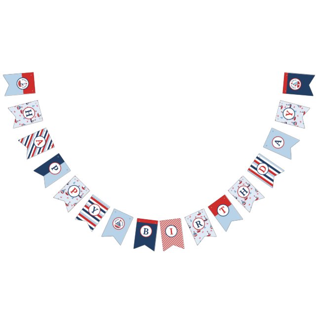 Nautical Sailboat Anchor Crab Birthday Bunting (All)