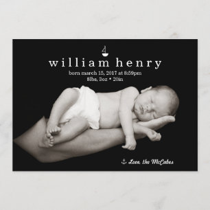 Nautical Sailboat and Anchor Birth Announcement