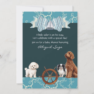 Nautical Sailboat and Dogs Boy Baby Shower Invitation