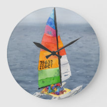 Nautical Sailboat Art Coastal Wall Clock