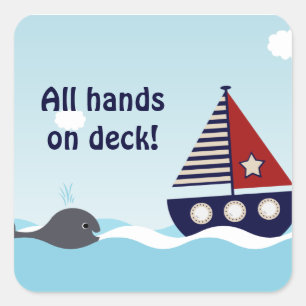 Nautical Sailboat Baby Boy Baby Shower Sticker