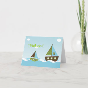 Nautical Sailboat Baby Boy Baby Shower Thank You Card