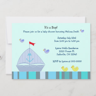 Nautical Sailboat Baby Boy Shower Invitation