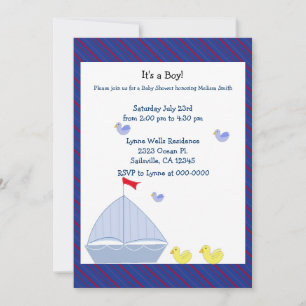 Nautical Sailboat Baby Boy Shower Invitation