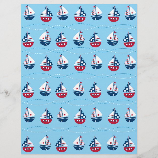 Nautical Sailboat Baby Scrapbook Paper (Front)