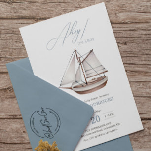 Nautical Sailboat Baby Shower Ahoy Boy's Invitation