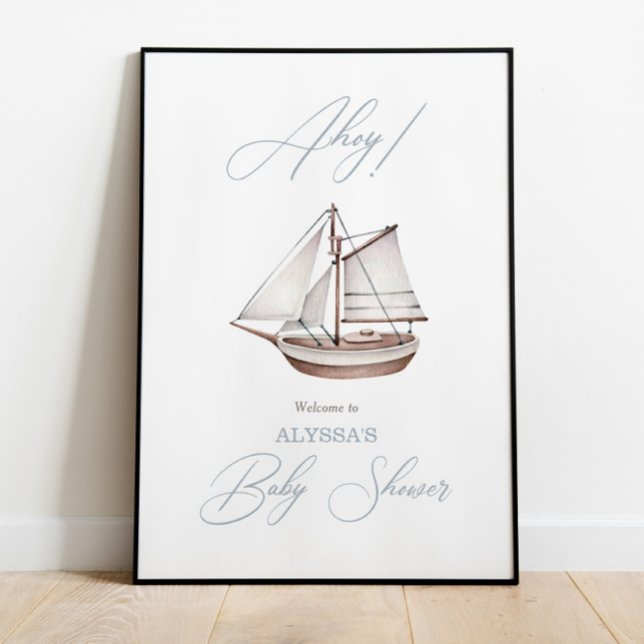 Nautical Sailboat Baby Shower Ahoy Welcome Sign (Creator Uploaded)