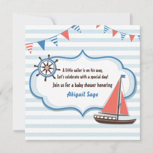 Nautical Sailboat Baby Shower Invitations for Boys