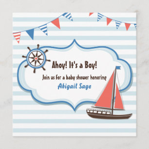 Nautical Sailboat Baby Shower Invitations for Boys