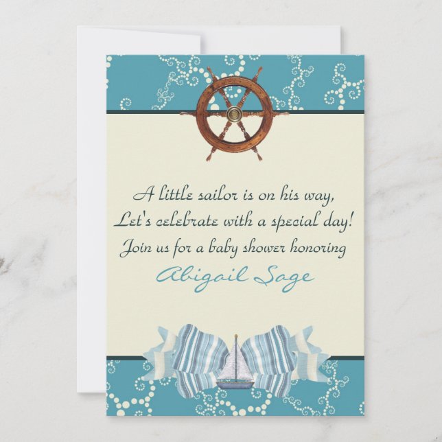 Nautical Sailboat Baby Shower Invites for Boys (Front)