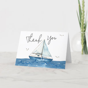 Nautical Sailboat Baby Shower  Thank You Card