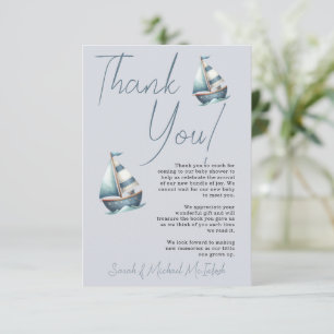 Nautical Sailboat Baby Shower Thank You Card