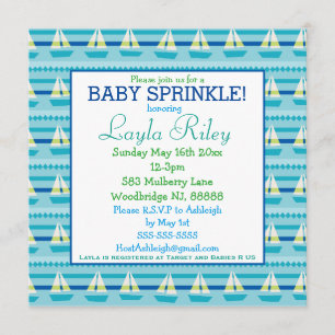Nautical Sailboat Baby Sprinkle Invitation