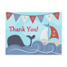 Nautical Sailboat Beach Ocean Whale Thank You