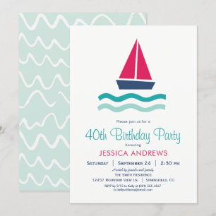 Nautical Sailboat Birthday Party Invitation