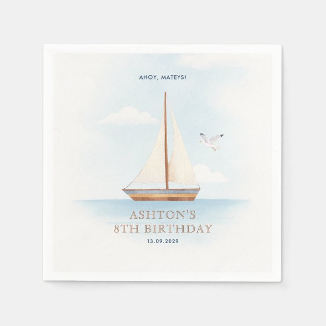 Nautical Sailboat  Birthday Party  Napkin (Front)