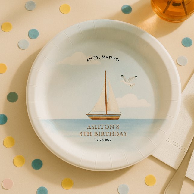 Nautical Sailboat  Birthday Party  Paper Plate (Creator Uploaded)