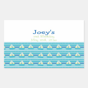 Nautical Sailboat Birthday Rectangular Sticker